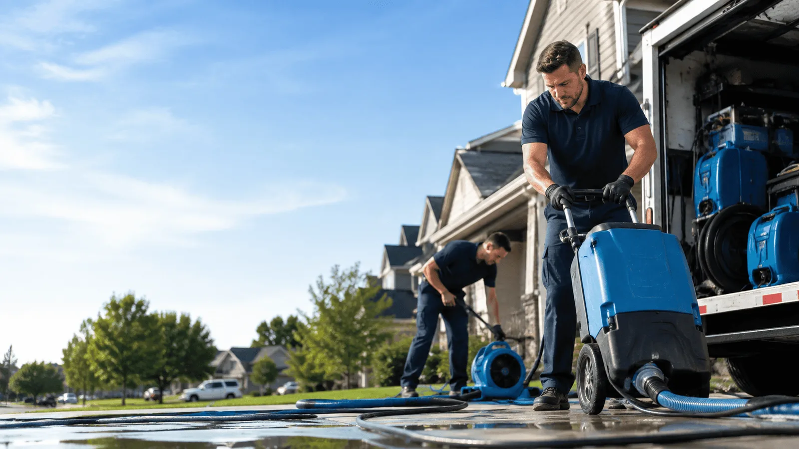 Basement Flooding being performed in Carle Place, NY